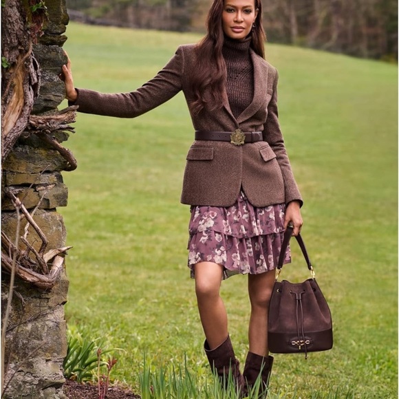 NWT Lauren Ralph Lauren Floral Crinkle Georgette Tiered Skirt - Picture 1 of 16